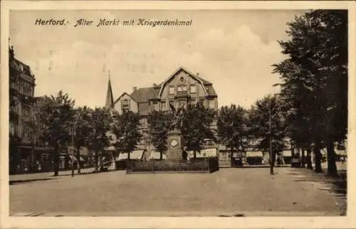 Ak Herford in Westfalen, Alter Markt, Kriegerdenkmal