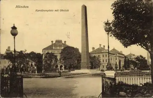 Ak München, Karolinenplatz, Obelisk