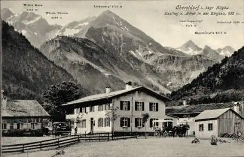 Ak Oberstdorf im Oberallgäu, Gasthof zum Adler in der Birgsau, Linkerskopf, Wilder Mann