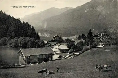 Ak Garmisch Partenkirchen in Oberbayern, Rießersee, Hotel am Rissersee