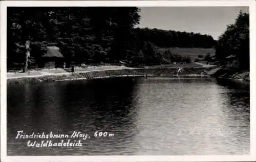 Ak Friedrichsbrunn Thale im Harz, Waldbadeteich