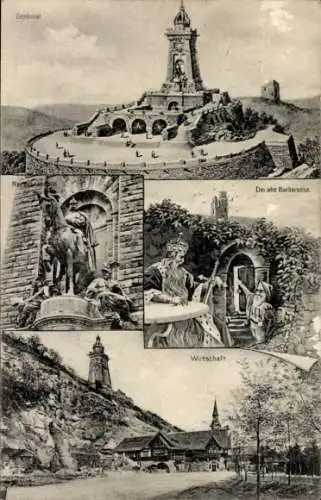 Ak Steinthaleben Kyffhäuserland in Thüringen, Kyffhäuser, Kaiser Wilhelm Denkmal, Barbarossa