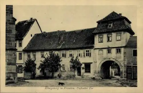 Ak Königsberg in Bayern Unterfranken, Unfinder Tor, Hund