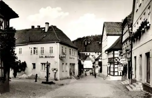 Ak Königsberg in Bayern Unterfranken, Eduart Lingel-Straße, Cafè und Weinstube, Fachwerkhaus