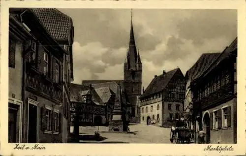 Ak Zeil am Main Unterfranken, Marktplatz, Kirche, Fachwerkhäuser