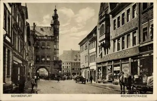 Ak Schweinfurt in Unterfranken Bayern, Rückertstraße, Tor, Geschäft Theodor Kluber