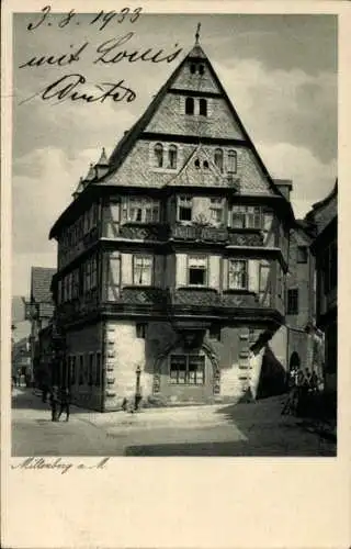 Ak Miltenberg in Unterfranken Bayern, Gasthof zum Riesen, ältestes Gasthaus, Fachwerkbau