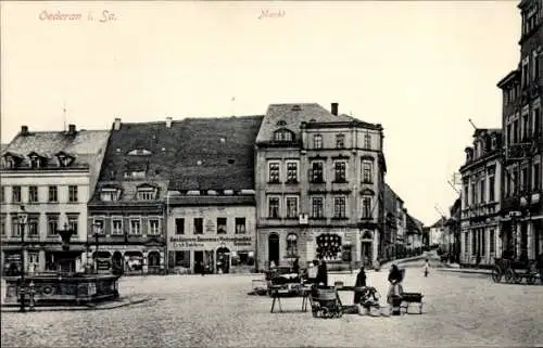 Ak Oederan in Sachsen, Marktplatz, Geschäft Erich Dahlheim, Brunnen