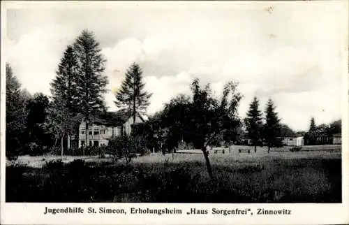 Ak Ostseebad Zinnowitz auf Usedom, Erholungsheim Haus Sorgenfrei, Jugendhilfe St. Simeon