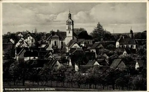 Ak Strümpfelbrunn Waldbrunn Odenwald, Teilansicht, Kirchturm