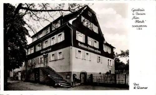 Ak Schollbrunn Waldbrunn im Odenwald, Gasthaus und Pension Zum Hirsch