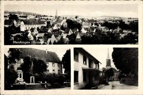 Ak Merchingen in Baden, Stadt und Kirche, Straßenpartie