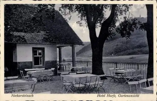 Ak Neckarsteinach in Hessen, Hotel Harfe, Gartenansicht