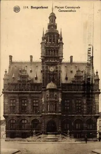 Ak Borgerhout Flandern Antwerpen, Maison Communale, Gemeentehuis