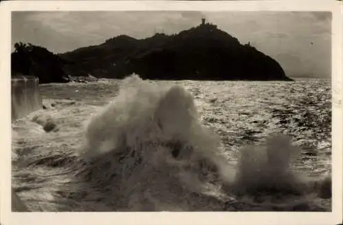 Ak Donostia San Sebastián Baskenland, raues Meer