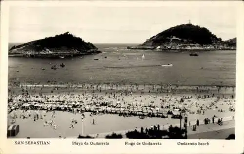 Ak Donostia San Sebastián Baskenland, Strand von Ondarreta