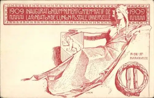 Ganzsachen Ak Schweiz, Fondation de l'Union Postale Universelle, Inauguration du Monument 1909