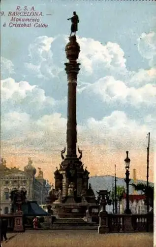 Ak Barcelona Katalonien Spanien, Denkmal für Christoph Kolumbus