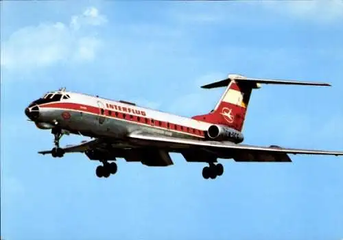 Ak Deutsches Passagierflugzeug Tupolew TU-134, Interflug, Turbinenluftstrahlverkehrsflugzeug