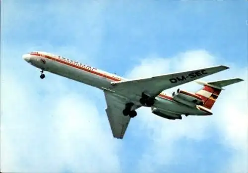 Ak Passagierflugzeug Iljuschin IL-62, Interflug, Turbinenluftstrahlverkehrsflugzeug, DM SEC