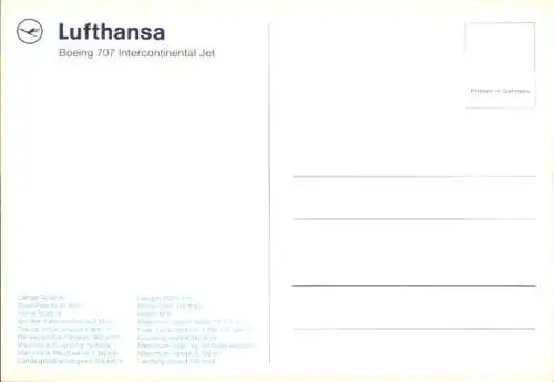 Ak Deutsches Passagierflugzeug, Lufthansa, Boeing 707 Intercontinental Jet