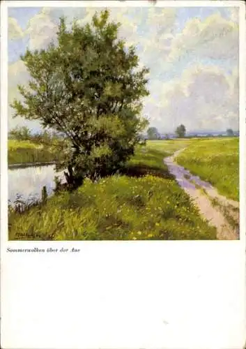 Künstler Ak Hartwig, W., Sommerwolken über der Aue, Emmerich Nr. 1011