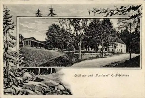 Passepartout Ak Großschönau in der Oberlausitz Sachsen, Gasthaus zum Forsthaus