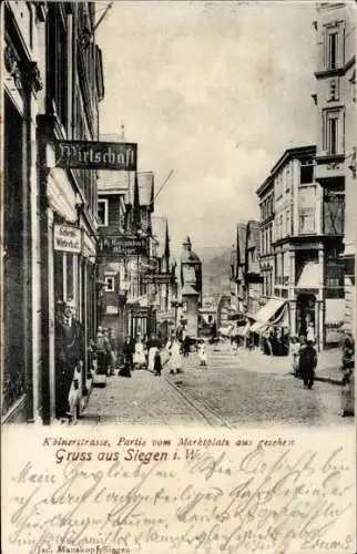 Ak Siegen in Westfalen, Kölner Straße, Geschäfte, Blick vom Marktplatz