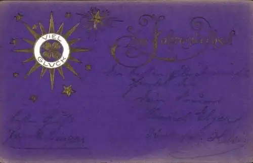 Ak Glückwunsch Neujahr, Sterne, Glücksklee