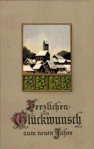 Präge Ak Glückwunsch Neujahr, Glücksklee
