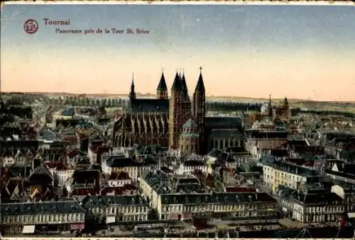 Ak Tournai Wallonien Hennegau, Panorama vom St.-Brice-Turm aus aufgenommen