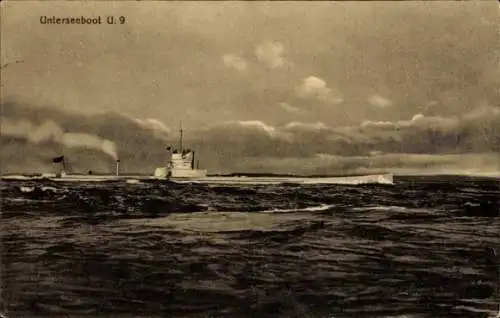 Ak Deutsches Unterseeboot, U-Boot U 9, Kaiserliche Marine