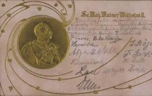 Präge Ak Kaiser Wilhelm II., Portrait im Profil, Deutscher Kriegerbund