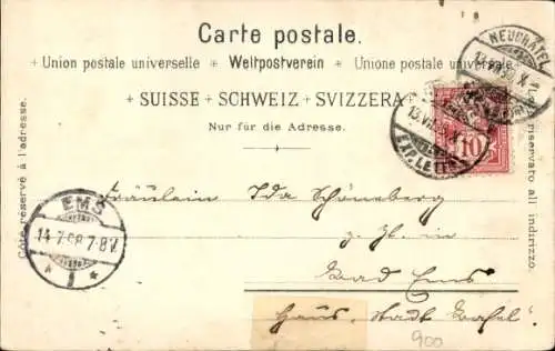 Litho Neuchâtel Neuenburg Stadt, Gesamtansicht