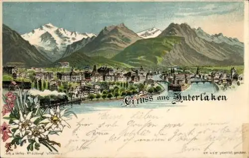 Litho Interlaken Kanton Bern Schweiz, Gesamtansicht