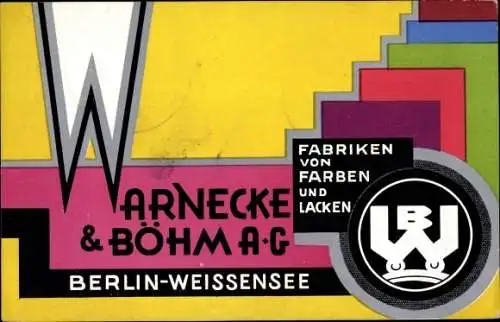 Ak Berlin Weißensee, Warnecke & Böhm AG, Fabriken von Farben und Lacken