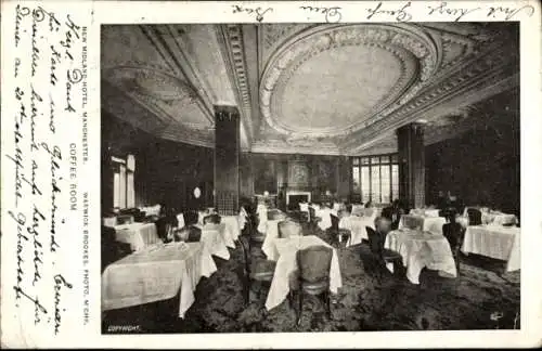 Ak Manchester England, New Midland Hotel, Kaffeeraum