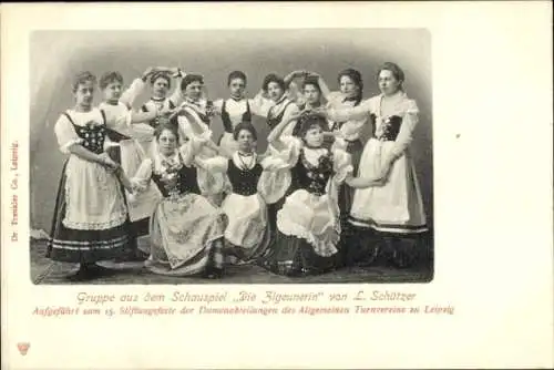 Ak Leipzig in Sachsen, Gruppe aus dem Schauspiel Die Zigeunerin von L. Schützer, Turnverein