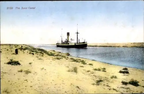 Ak Port Said Ägypten, Suez Canal, Schiff