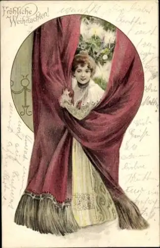 Ak Fröhliche Weihnachten, junge Frau