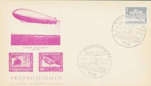 Ak Stempel 125. Geburtstag Graf Zeppelin 1963, Friedrichshafen am Bodensee, Luftschiff LZ 127