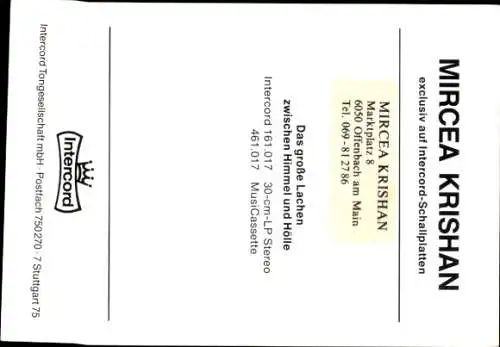 Ak Schauspieler Mircea Krishan, Portrait, Autogramm