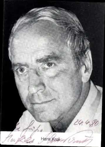 Ak Schauspieler Hans Krull, Portrait, Autogramm