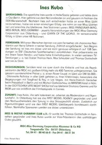 Ak Schauspielerin und Miss Germany Ines Kuba, Portrait, Autogramm