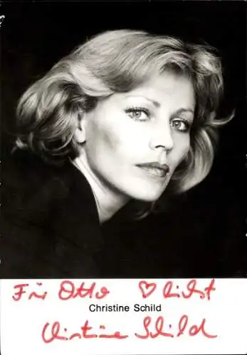 Ak Schauspielerin Christine Schild, Portrait, Fliege, Autogramm