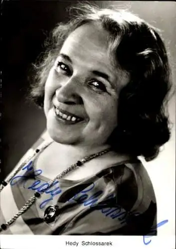 Ak Schauspielerin Hedy Schlossarek, Portrait, Autogramm