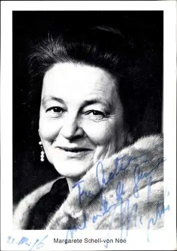 Ak Schauspielerin Margarete Schell-von Noe, Portrait, Autogramm, Pelz