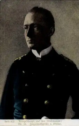 Ak Fregattenkapitän Karl von Müller, SMS Emden, Portrait, Kaiserliche Marine