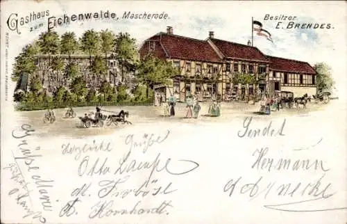 Litho Mascherode Braunschweig in Niedersachsen, Gasthaus zum Eichenwalde