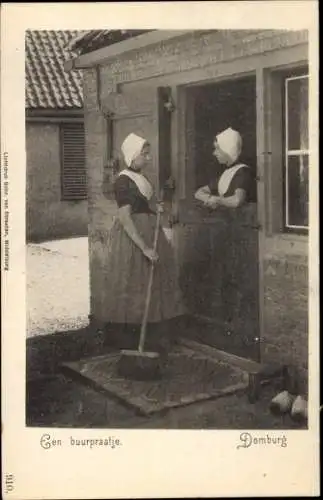 Ak Domburg Niederlande, Een buurpraatje, Frauen in Tracht